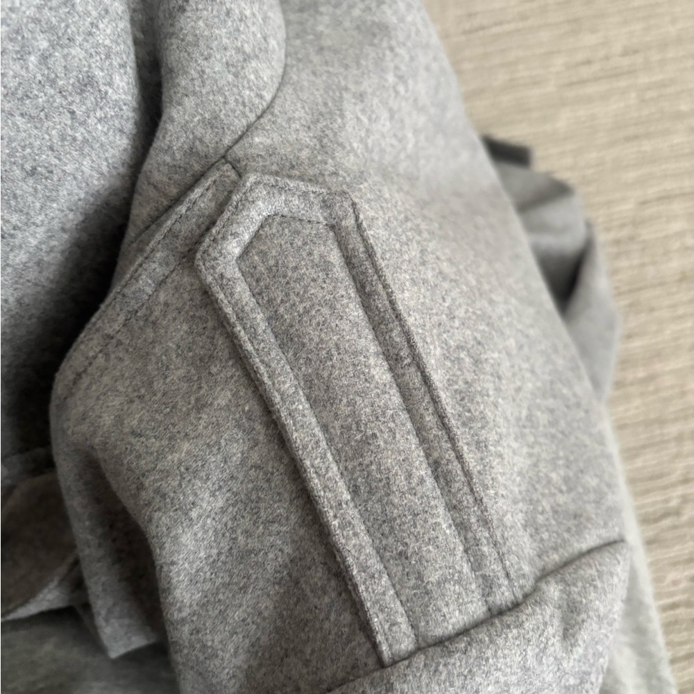 Theory Classic Heathered Gray Wool Cashmere Trench Coat M - Picture 9 of 15